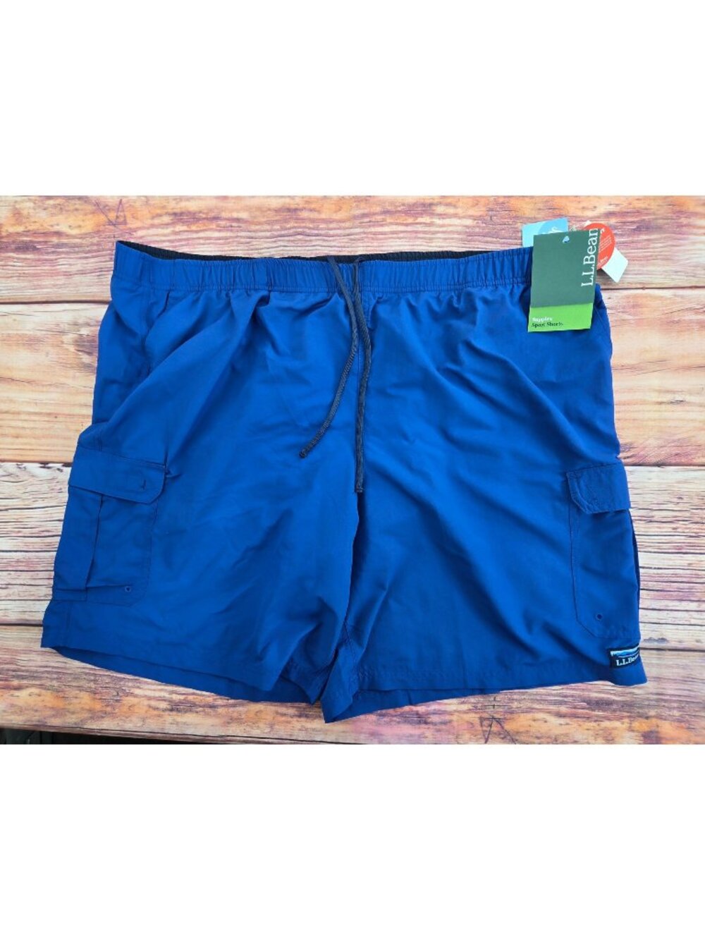 L.L. Bean Mens Supplex Sport Shorts XXXL Blue Quick-Dry Water-Repellent UPF 50+